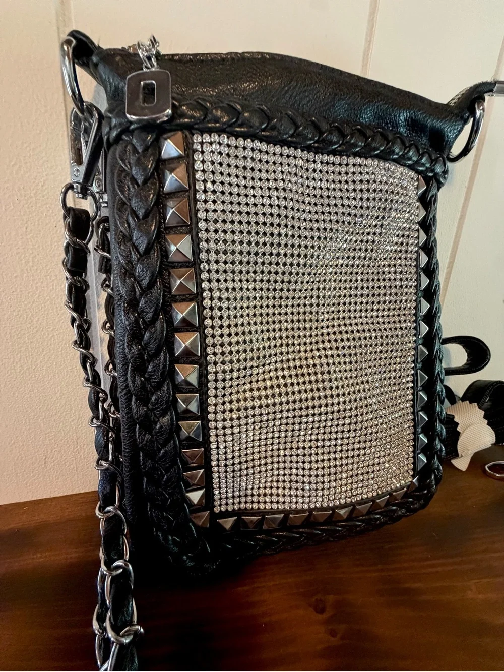 Black Faux Leather Bag - multiple strap styles